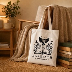 Funny Canvas Tote Bag, Basgiath War College Tote Bag, Casual Canvas Totes for…