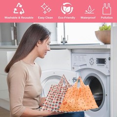 Foldable Reusable Shopping Bags Kitchen Grocery Washable Polyester 50lbs