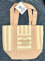 Trader Joe’s Striped Mini Canvas Tote Bag Beige 13x6x11 in New