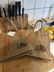 Trader Joe’s Washable Reusable Paper Grocery Brown Shopping Bag 2pc – BRAND NEW