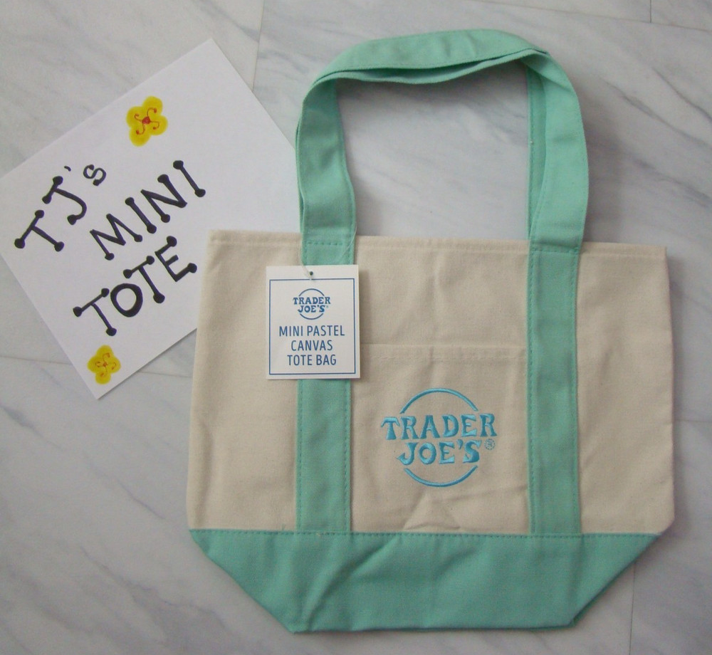 New Trader Joe’s Pastel Green Mini Canvas Reusable Tote Bag Limited Edition