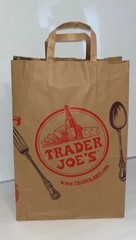 22 TRADER JOE’S BROWN PAPER GROCERY SHOPPING BAGS Size 20″ inch handles reusable