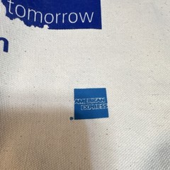 American Express Canvas Tote Foldable Beige Blue Solid Think Tomorrow Forum 2002