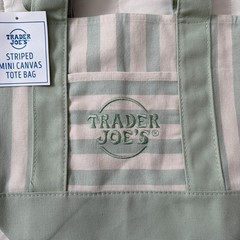 Trader Joe’s Striped Mini Canvas Tote Bag~Set of 4~Tan, Green, Blue, Pink~NWT
