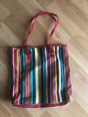 Pre-Owned Lancome Multi- Striped Reusable Tote / Beach / Book / Shopping Bag