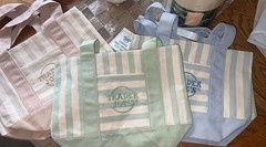 Trader Joe’s Reusable Tote Bags Lot of 3 Striped Multicolor 10x10x14