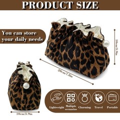 Xllhjg Leopard Makeup Bag for Women Girls,Cute Cheetah Travel Large,
