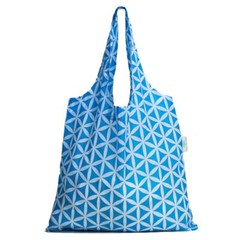 3 Pack Reusable Grocery Shopping Tote Bags Blue Geometric Flowers Pattern