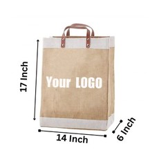 Sustainable Luxury Leather Handle Reusable Jute Bags Eco-Friendly Elegance