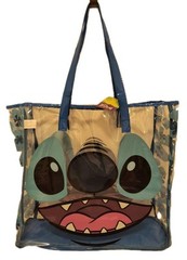 Disney STITCH Blue XL TRANSPARENT Reusable Beach Tote/Shopping/Gift Bag🆓Ship!