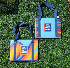 ALDI Collapsible Box Tote Bag Set Of 2 Bags Aldi Logo 🔵🔴🟡 NEW