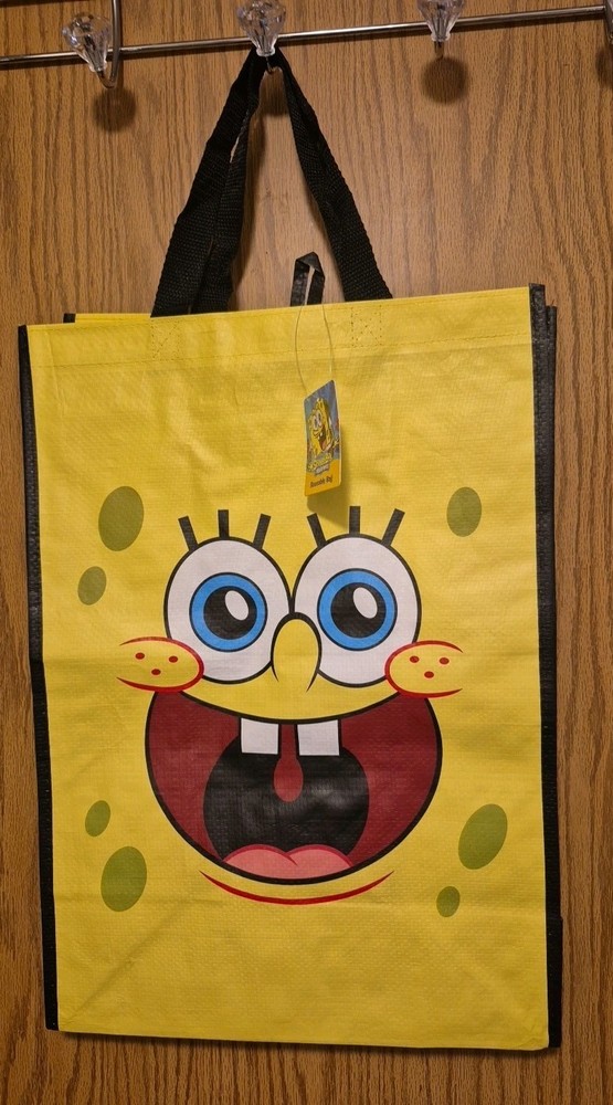 SpongeBob SquarePants Yellow Shopping Bag/Tote NWT 19×13.5×7″