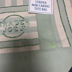 *Limited Edition* TRADER JOE”S Pastel *GREEN* Canvas Mini Tote bedazzle**