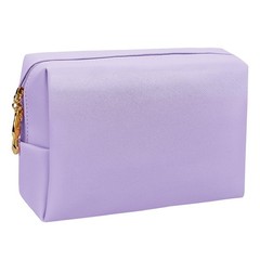SMONT Makeup Bag for Women, PU Leather Cosmetic Pouch Skincare Light Purple