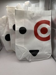 Set Of 5 Bullseye Dog Reusable Bags Snap Closure 12”x9”