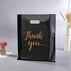 Thank You Bags with Handles – 100 Pack, 12×15 Inch, Extra Thick Plastic Shopping