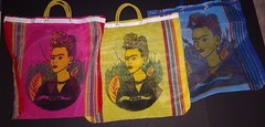 FRIEDA Kahlo Grocery Bag (Mercado)Multi color mesh shopping Plastic handles bag