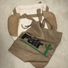 VTG 90s Burlap Tote Barrel Reusable Bags Dune Buggy Fair LOT OF 2 Deadstock