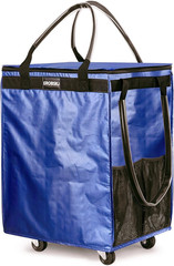 (Medium, Navy) Reusable Grocery Bag on Wheels, 70L Foldable Rolling Tote, Carrie