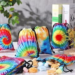 CUNNO 24 PCS 7X5 INCH TIE DYE DRAWSTRING BAGS TIE DYE GOODIE BAGS COLORFUL