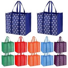 Large Foldable Shopping Tote Bags Reusable Grocery Clothes 6 Colors 12 Pack