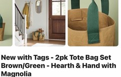Hearth & Hand with Magnolia Reusable Canvas Tote Bags – 2 PACK Brand New