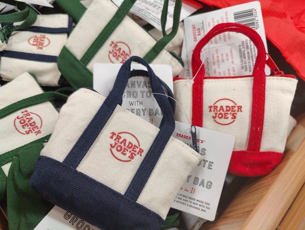 *NWT* Trader Joe’s Canvas Micro Tote with Reusable Nylon Grocery Bag Inside