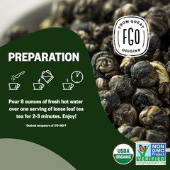 FGO Organic Gunpowder Green Tea, Loose Leaf, 453g Bulk 1 Pound (Pack of 1)