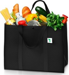 STRONGUS Reusable Grocery Bags [6 Pack, Black] – Extra Large, Foldable, Holds 50