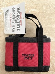 Trader Joes Micro Tote With Grocery Bag 2 In 1 DISCONTINUED Red With Black
