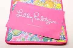 Lilly Pulitzer Reusable Shopping Tote Citrus Pattern Gold Logo Pink Lemon