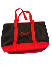 Trader Joe’s Large Cooler Tote Bag Insulated Shopper Black Red Reusable