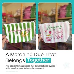 Aspen Lane Makeup Bag Set of 2 Mahjong Tile Bags 9″x7″ and 9″x6″x3″, Pink