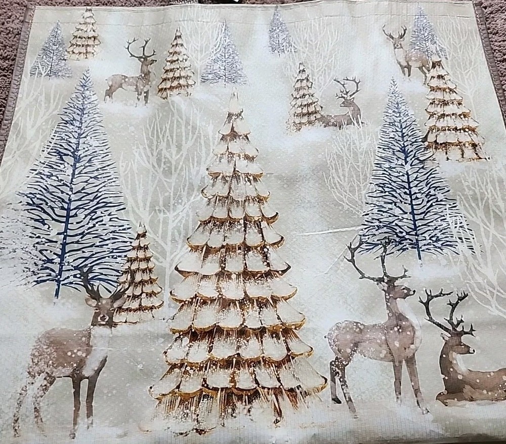 Marshalls – Christmas Forest & Deer In Snow – Large Reusable Shopping Tote Bag