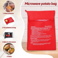 2 PCS Red Baked Potato Microwave Bag, Reusable 10.04in x 7.28in,