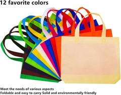 12 Pack 13″ 12 Colors Multi-Color Reusable Tote Gift Bag One Side Blank