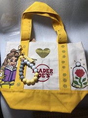 PRINCESS BELLE Hand Drawn w/NAME Trader Joe’s MinI YELLOW Canvas Tote Bag(S)