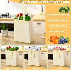 50 Pcs Reusable Tote Bag Bulk 8 x 4 x 10 Inch Non Woven Shopping Bag with Han…