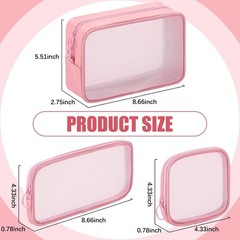 Weewooday 4 Pcs Mesh Makeup Bag Cosmetic Travel Variety Pack, Pink