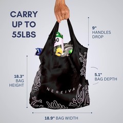 5 Pack Foldable Grocery Bags into Tiny Pouch – Large Capacity Multi-Color, Great