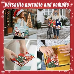 SilTriangle 6 Pcs Extra Large Christmas Reusable Grocery Bags Jumbo Santa Tot…