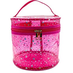 TotePrint Waterproof Pink Star PVC Makeup Bag – 7.1 x 6.3×6.3 inches,