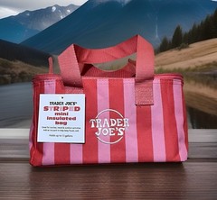 Trader Joe’s 2026 Mini Insulated Tote Summer Fun Ltd Ed Pink Striped New