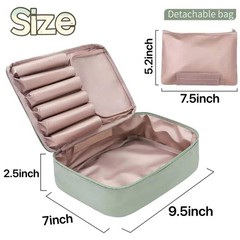Queboom Travel Makeup Bag Cosmetic Toiletry bag for Green
