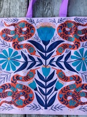 VIOLET Snake and Floral Design Shopping Bag Eco Friendly TJX