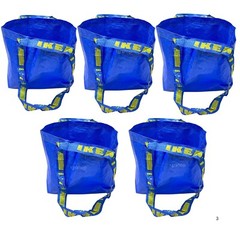 5x IKEA Small BLUE BAG Shopping Grocery Laundry Travel Storage Tote Bags Strong