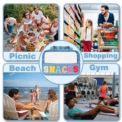 Snack Bags Chenille Letter Patch Clear Bag Snacks for Travel, Blue-Snack
