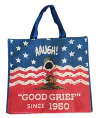 Peanuts Charlie Brown XLarge Red/Whtie/Blue Reusable Shopping Gift Bag w/Handle