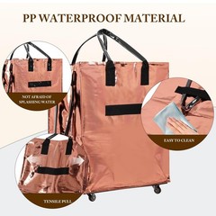 Reusable Grocery Bags On Wheels, Portable Rolling Tote Bag for Groceries, Fol…