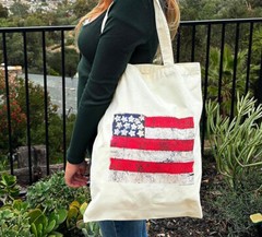 Plume Bag Co. Reusable Shopping Tote | 1777 American Flag Batik Canvas Bag